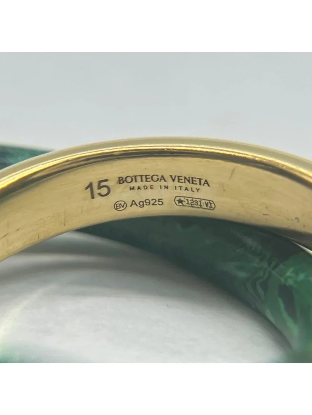 Bottega Veneta Interlocking Double Ring Malachite